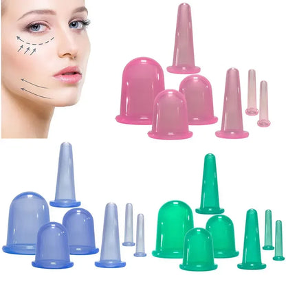 Massage Facial Suction Cups Face Neck Lift Skin Scraping Guasha Wrinkle Silicone Vacuum Cupping Jars Cellulite Health Care Tool