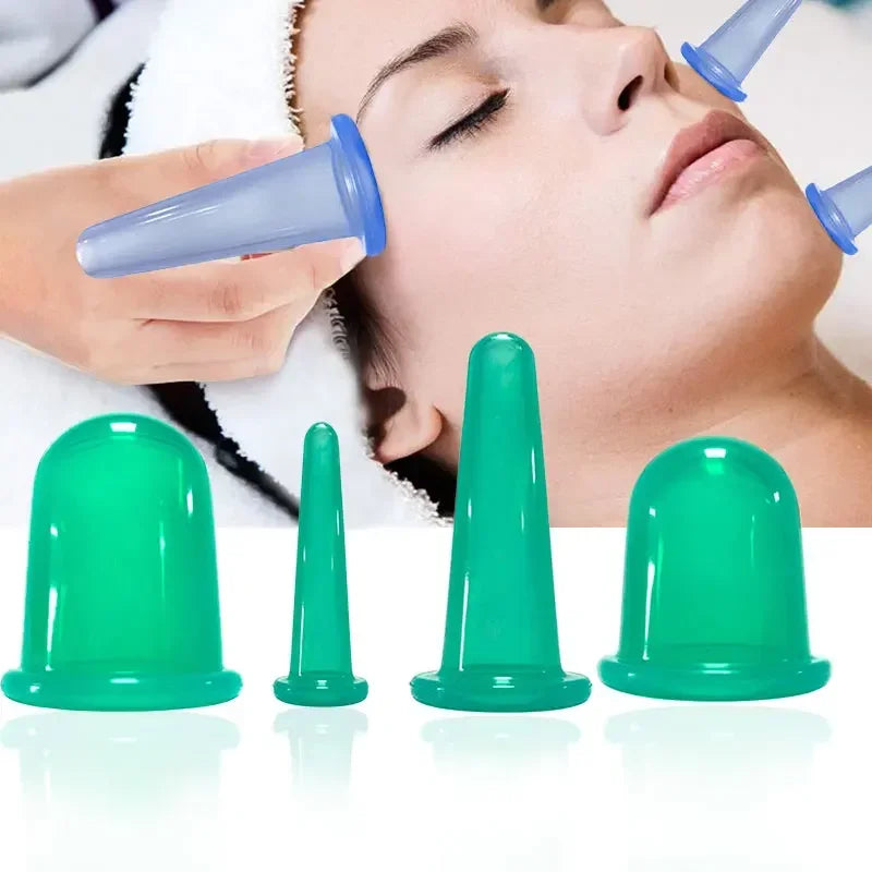 Massage Facial Suction Cups Face Neck Lift Skin Scraping Guasha Wrinkle Silicone Vacuum Cupping Jars Cellulite Health Care Tool